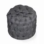 Poufs - Pouf - Ottoman en bois massif avec tissu gris - ALANKARAM