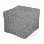 Poufs - Pouf - Ottoman carré en tissu noir et gris - ALANKARAM