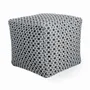 Ottomans - Pouffe - Square Ottoman with Black and Grey Fabric - ALANKARAM