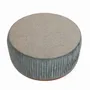 Ottomans - Pouffe - Teakwood Ottoman with Bunker Grey Fabric - ALANKARAM