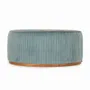 Ottomans - Pouffe - Teakwood Ottoman with Green Fabric - ALANKARAM