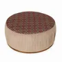 Ottomans - Pouffe - Teakwood Ottoman with Red Printed Fabric - ALANKARAM