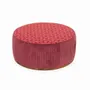 Ottomans - Pouffe - Teakwood Round Ottoman - ALANKARAM