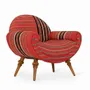 Chairs - Puoli - Lounge Chair with Red Fabric - ALANKARAM