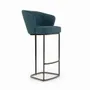 Chairs - Qiya - Metal High / Bar Green Fabric Chair - ALANKARAM