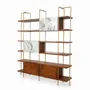 Bookshelves - Refu Teakwood Decorative Unit with Abstract Art - ALANKARAM