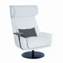Chaises - Rik - Fauteuil lounge en similicuir blanc et base en métal - ALANKARAM