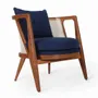 Chairs - Ringi - Lounge Chair with Blue Fabric - ALANKARAM
