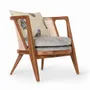Chairs - Ringi - Lounge Chair with Dark Green, white Printed Fabric - ALANKARAM