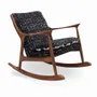 Chairs - Ruru - Lounge Chair with Black Printed Fabric - ALANKARAM