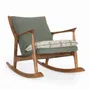 Chairs - Ruru - Lounge Chair with Green Fabric - ALANKARAM