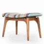 Repose-pieds - Ruru - Repose-pieds en teck avec tissu imprimé multicolore - ALANKARAM