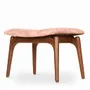 Repose-pieds - Ruru - Repose-pieds en teck avec tissu rose saumon - ALANKARAM