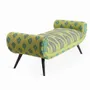 Canapés - Santai - Banc en bois massif avec tissu imprimé vert - ALANKARAM