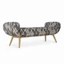 Sofas - Santai - Solidwood Bench with Multicolor Printed Fabric - ALANKARAM