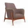 Chairs - Syva - Lounge Chair with Brown Fabric - ALANKARAM