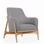 Chairs - Syva - Lounge Chair with Gray Fabric - ALANKARAM