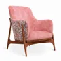 Chaises - Syva - Fauteuil lounge en tissu imprimé rose - ALANKARAM