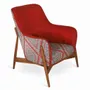 Chairs - Syva - Lounge Chair with Red Printed Fabric - ALANKARAM