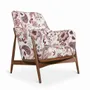 Chairs - Syva - Lounge Chair with White Printed Fabric - ALANKARAM