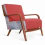 Chaises - Tordu - Fauteuil Lounge en tissu imprimé rouge et bleu - ALANKARAM