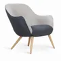 Chairs - Yarmi - Lounge Chair with Grey Leatherette, Black Fabric - ALANKARAM