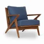 Chairs - Z-Chair - Lounge Chair with Blue Fabric - ALANKARAM