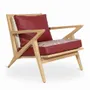 Chairs - Z-Chair - Lounge Chair with Red Leatherette - ALANKARAM