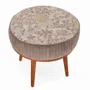 Poufs - Zoya - Pouf rond en teck avec tissu Dust Palette - ALANKARAM