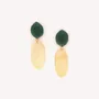 Bijoux - Grandes boucles d'oreilles poussoir émeraude & nacre dorée - Izmir - NATURE BIJOUX