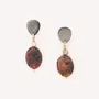 Jewelry - Small post earrings with black lip top & oval stone pendant - L'ile Rousse - NATURE BIJOUX