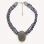 Bijoux - Collier 3 rangs galet ébène - Pebble Beach - NATURE BIJOUX
