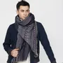 Scarves - GANDALF navy wool and cotton scarf - MONSIEUR CHARLI