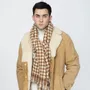 Scarves - LEONARD cognac wool and cashmere scarf - MONSIEUR CHARLI