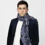 Foulards et écharpes - Chèche en laine mélangée imprimée GENZO marine - MONSIEUR CHARLI