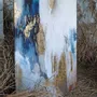 Paintings - Original handmade abstract painting in gray blue gold named "Flow" - MATISS ART STUDIO