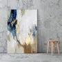Paintings - Original handmade abstract painting in gray blue gold named "Flow" - MATISS ART STUDIO