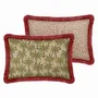 Garden textiles - Double sided cushion Laura Olive & Spice x Maya Rose & Ecru - PALAIS SUSTAINABLE LUXURY