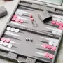 Apparel - Backgammon Set Grey - Ostrich Vegan Leather - Large - VIDO LUXURY BOARD GAMES