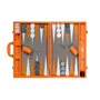 Leather goods - Orange Tangelo Backgammon Game - Large Vegan Alligator Leather - VIDO LUXURY BOARD GAMES