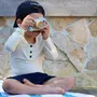 Children's fashion - Matthieu Sand Anti-UV Top - Deep Blue Buttons - LOUMIO