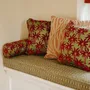 Garden textiles - Cushion Laura Olive & Bordeaux - PALAIS SUSTAINABLE LUXURY