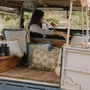 Tissus pour extérieurs - Coussin Maya Ice & Écru - PALAIS SUSTAINABLE LUXURY