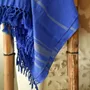 Bath towels - WOVEN ORGANIC COTTON FOUTA - GARDEN COLLECTION - BLUEBERRY COLOR - KARAWAN AUTHENTIC