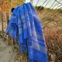 Bath towels - WOVEN ORGANIC COTTON FOUTA - GARDEN COLLECTION - BLUEBERRY COLOR - KARAWAN AUTHENTIC