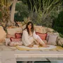 Garden textiles - Double sided cushion Maya Rose & Ecru x Rosita Olive & Rose - PALAIS SUSTAINABLE LUXURY