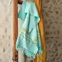 Serviettes de bain - FOUTA TISSÉE EN COTON BIOLOGIQUE - COLLECTION GARDEN - COULEUR TURKUAZ - KARAWAN AUTHENTIC