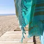 Serviettes de bain - FOUTA TISSÉE EN COTON BIOLOGIQUE - COLLECTION GARDEN - COULEUR TURKUAZ - KARAWAN AUTHENTIC