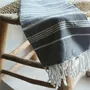 Bath towels - ORGANIC COTTON FOUTA - HAMMAM Collection - Color WHITE & ANTHRACITE - KARAWAN AUTHENTIC