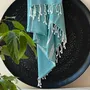 Bath towels - ORGANIC COTTON FOUTA - HAMMAM Collection - Color ATOLL BLUE - KARAWAN AUTHENTIC